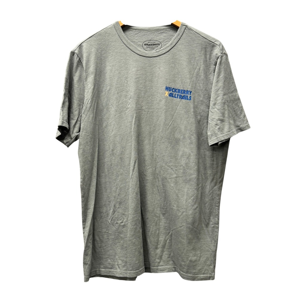 Huckberry T-Shirt Mens Large  AllTrails Graphic Gray Outdoor Short Sleeve